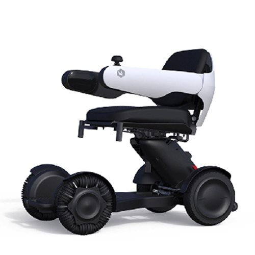 כסא גלגלים ממונע Volvit. מתפרק ל-3 חלקים לשינוע קל, עיצוב חדשני ונוח עם משענות ידיים מתרוממות.